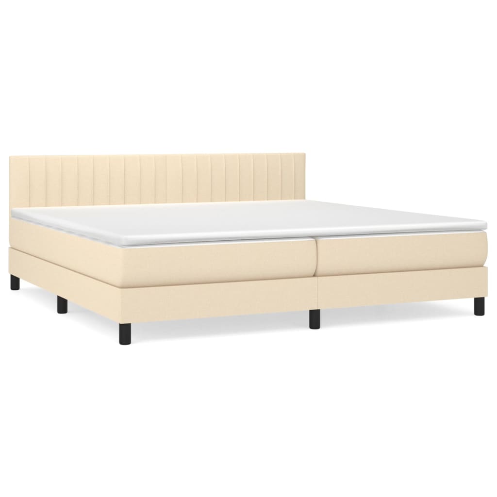 Κρεβάτι Boxspring με Στρώμα Κρεμ 200x200 εκ. Υφασμάτινο