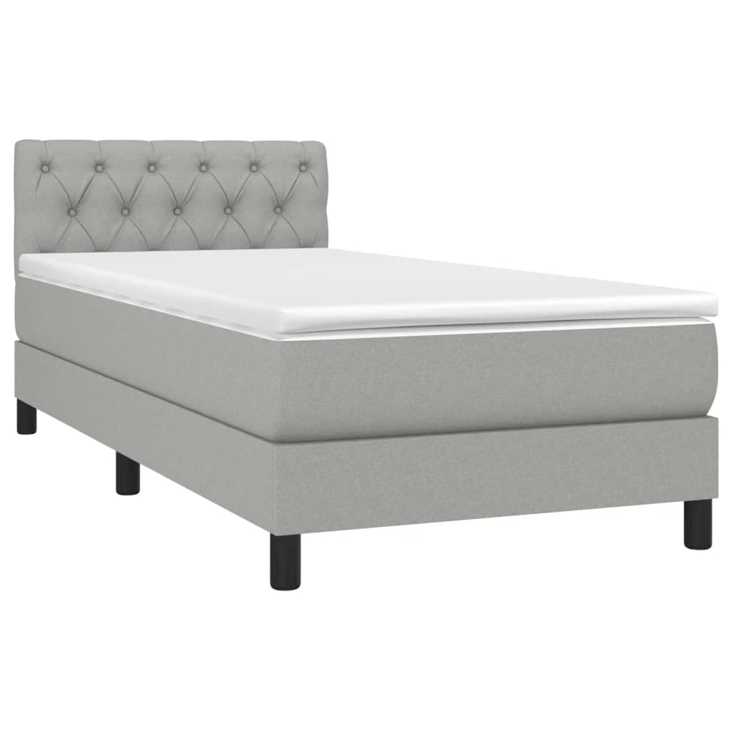 Κρεβάτι Boxspring με Στρώμα Ανοιχτό Γκρι 80x200 εκ. Υφασμάτινο