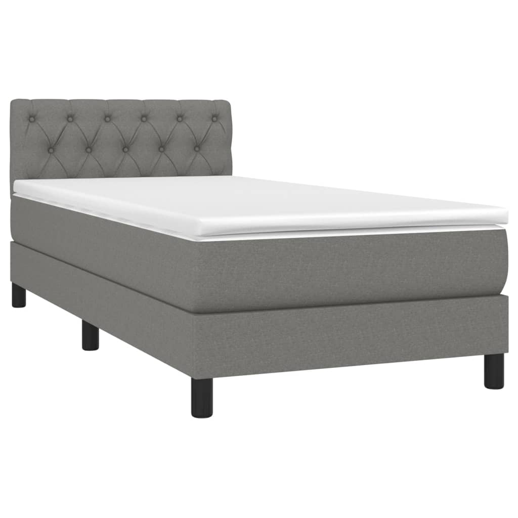 Κρεβάτι Boxspring με Στρώμα Σκούρο Γκρι 80x200 εκ. Υφασμάτινο - Pakobazaar