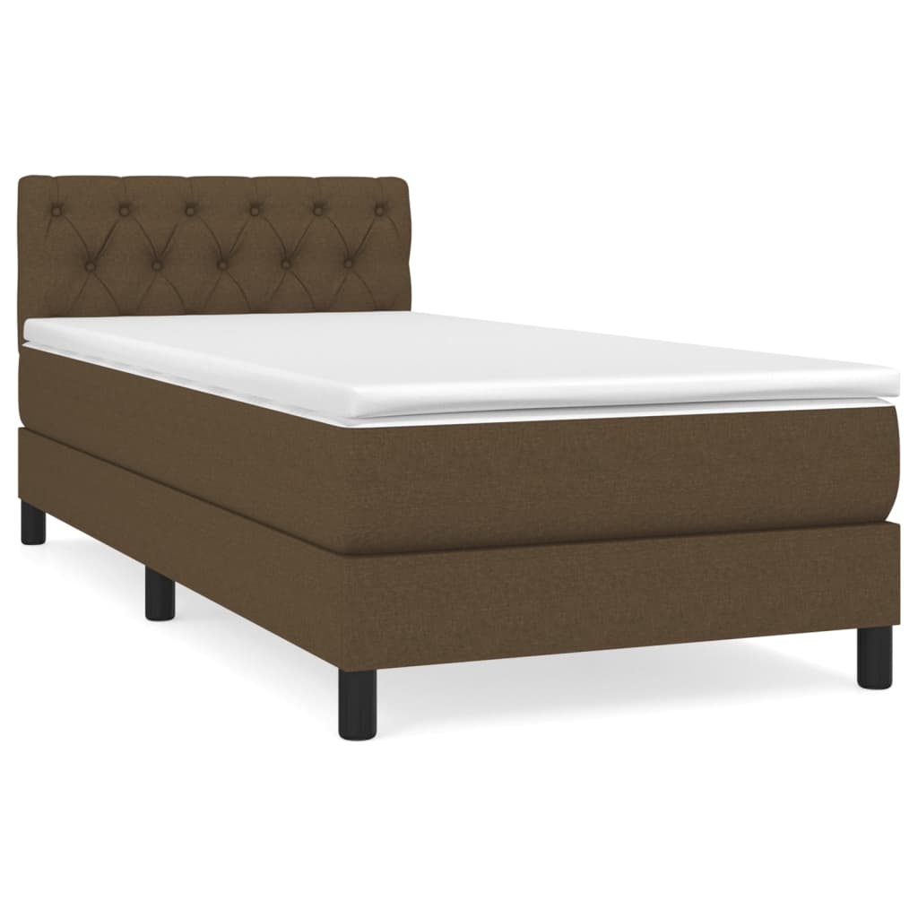 Κρεβάτι Boxspring με Στρώμα Σκούρο Καφέ 80x200 εκ. Υφασμάτινο