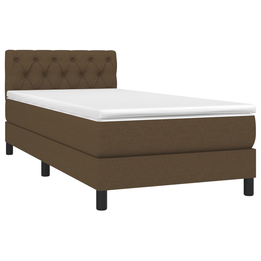 Κρεβάτι Boxspring με Στρώμα Σκούρο Καφέ 80x200 εκ. Υφασμάτινο