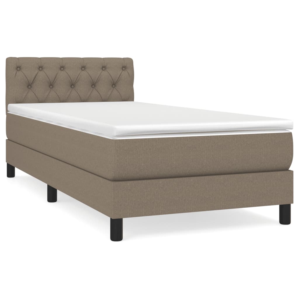 Κρεβάτι Boxspring με Στρώμα Taupe 80x200 εκ. Υφασμάτινο