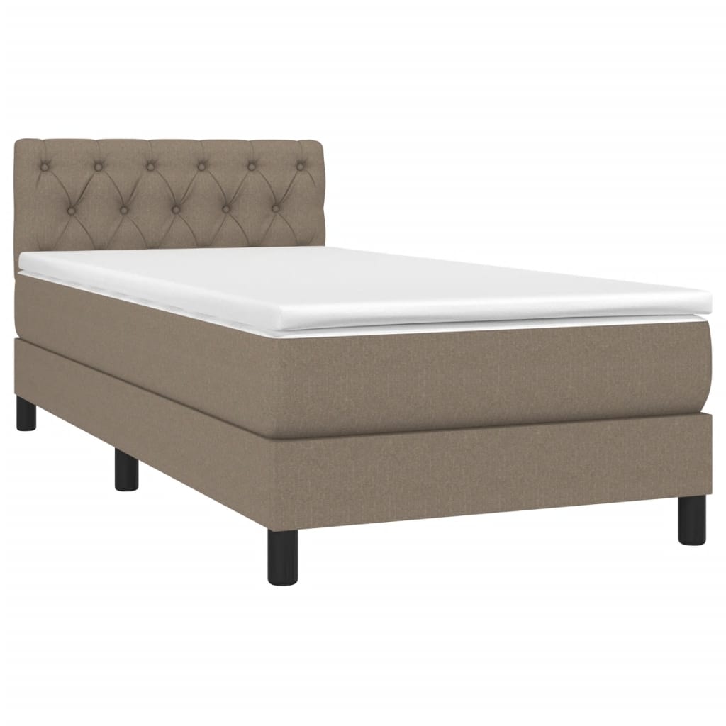 Κρεβάτι Boxspring με Στρώμα Taupe 80x200 εκ. Υφασμάτινο