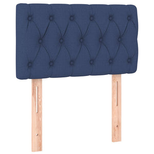 Κρεβάτι Boxspring με Στρώμα Μπλε 80x200 εκ. Υφασμάτινο