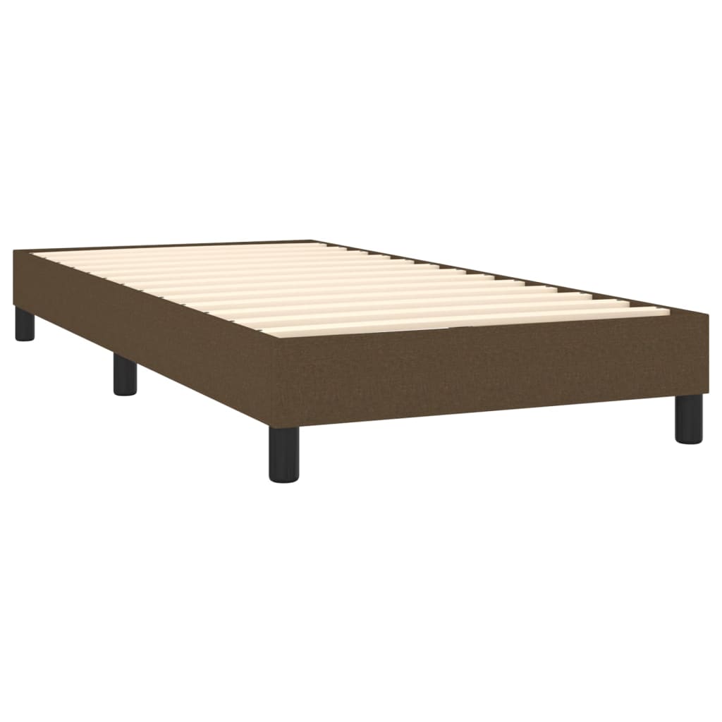 Κρεβάτι Boxspring με Στρώμα Σκούρο Καφέ 90x200 εκ. Υφασμάτινο - Pakobazaar