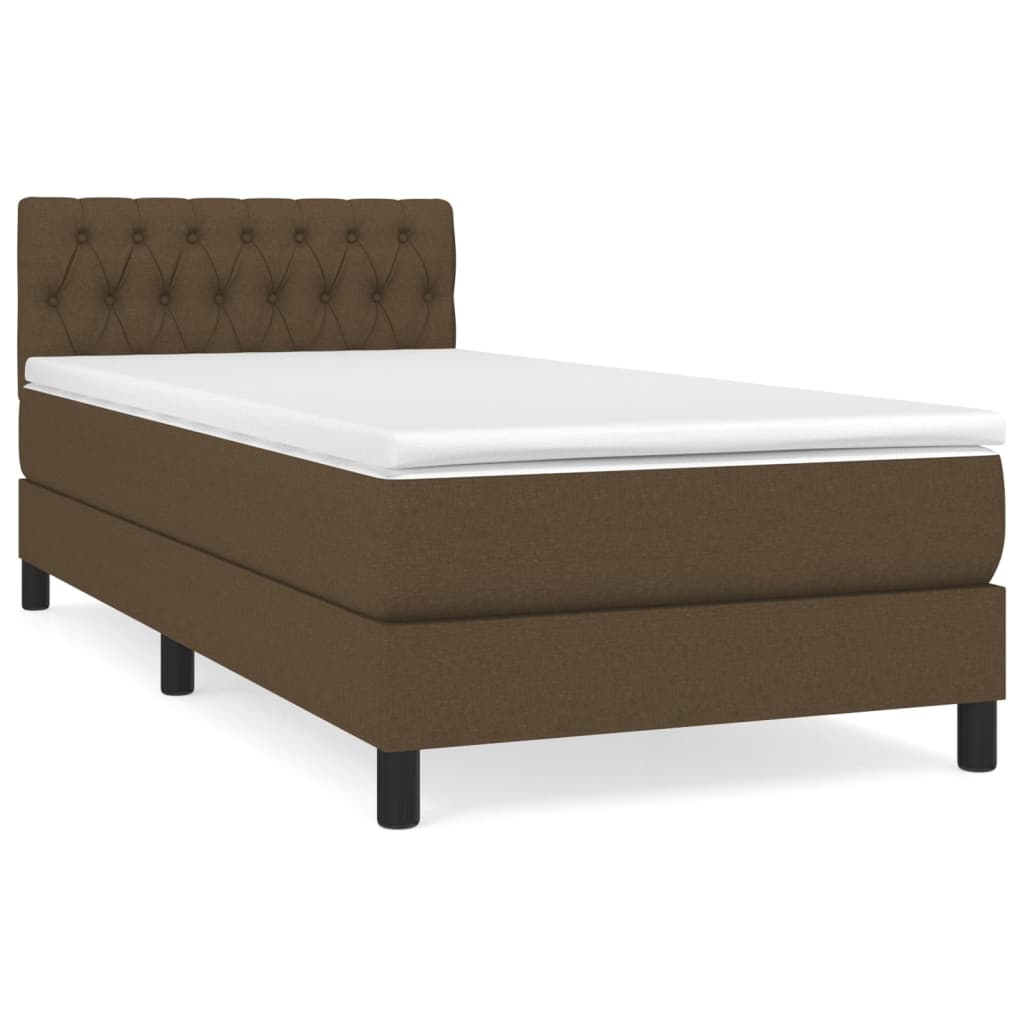 Κρεβάτι Boxspring με Στρώμα Σκούρο Καφέ 100x200 εκ. Υφασμάτινο