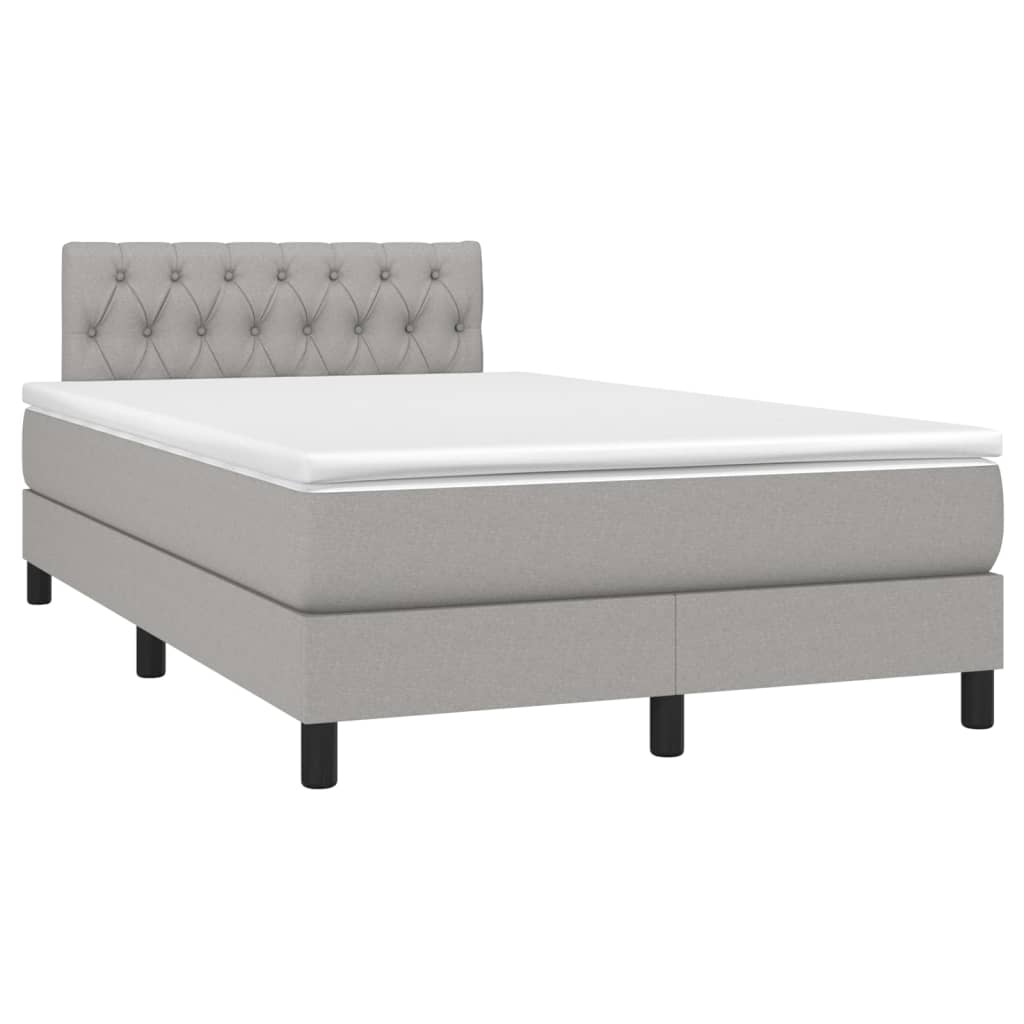 Κρεβάτι Boxspring με Στρώμα Ανοιχτό Γκρι 120x200 εκ. Υφασμάτινο
