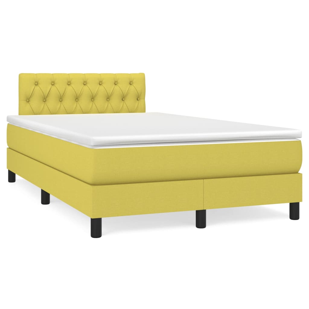 Κρεβάτι Boxspring με Στρώμα Πράσινο 120x200 εκ. Υφασμάτινο