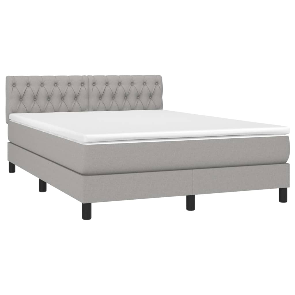 Κρεβάτι Boxspring με Στρώμα Ανοιχτό Γκρι 140x200 εκ. Υφασμάτινο