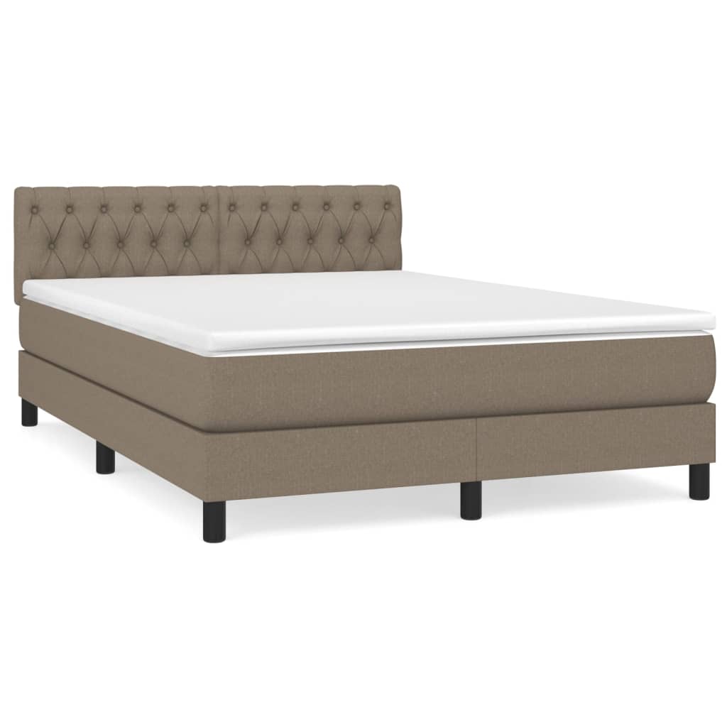 Κρεβάτι Boxspring με Στρώμα Taupe 140x200 εκ. Υφασμάτινο