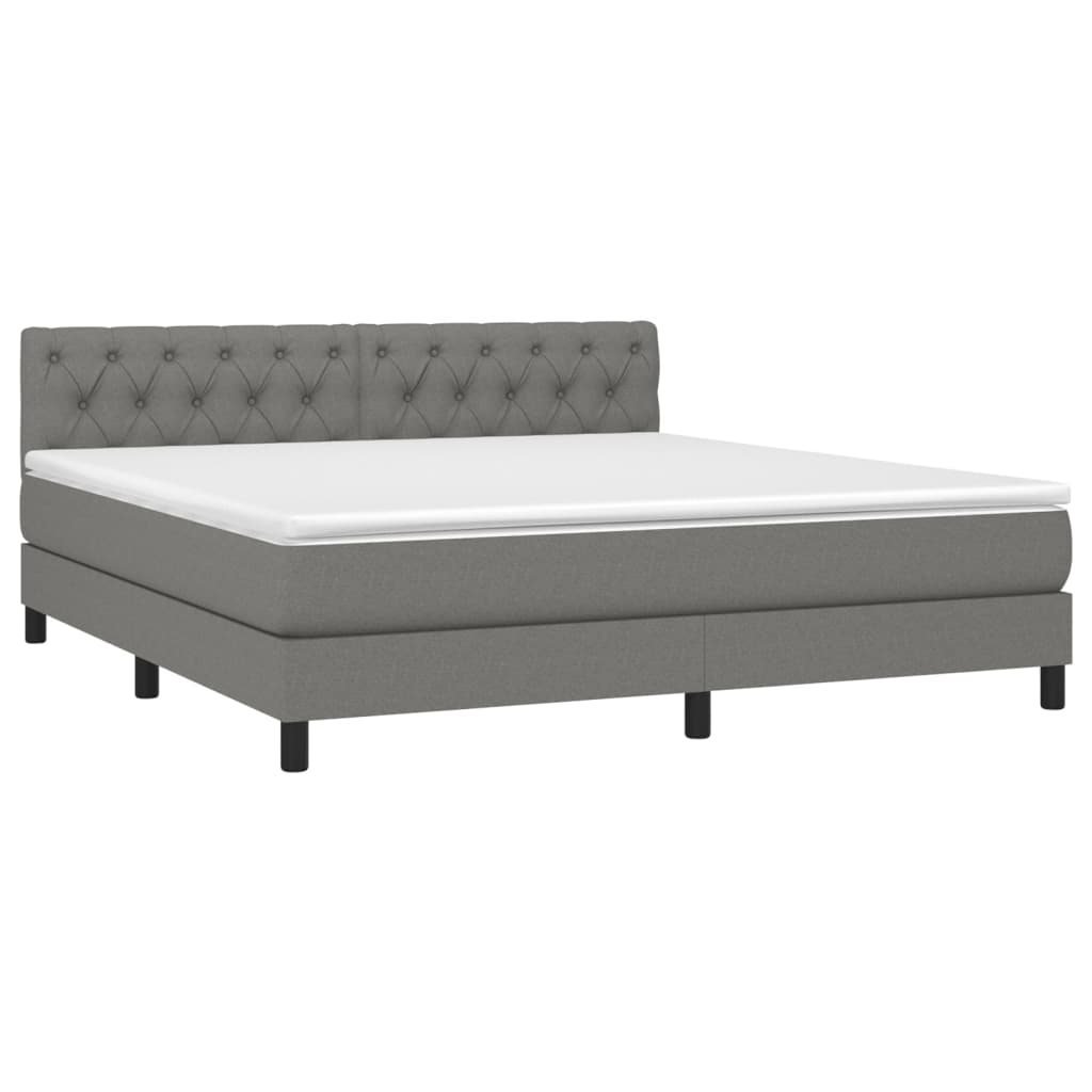 Κρεβάτι Boxspring με Στρώμα Σκούρο Γκρι 160x200 εκ Υφασμάτινο - Pakobazaar