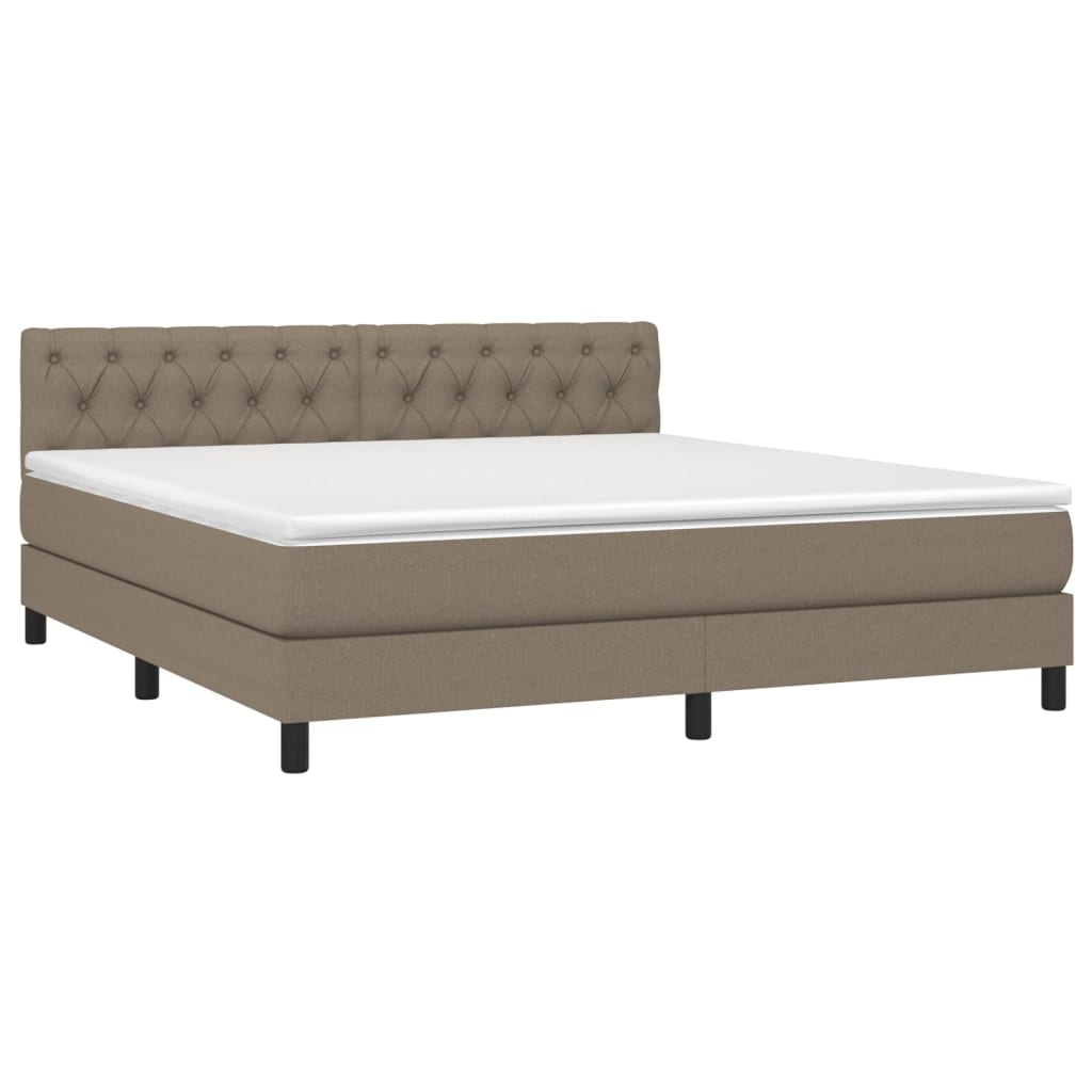 Κρεβάτι Boxspring με Στρώμα Taupe 160x200 εκ. Υφασμάτινο - Pakobazaar