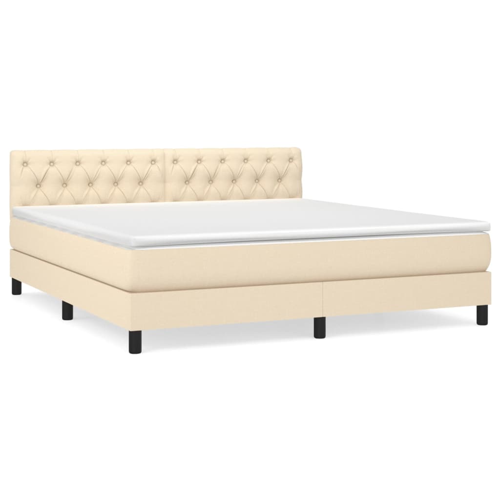 Κρεβάτι Boxspring με Στρώμα Κρεμ 160x200 εκ. Υφασμάτινο