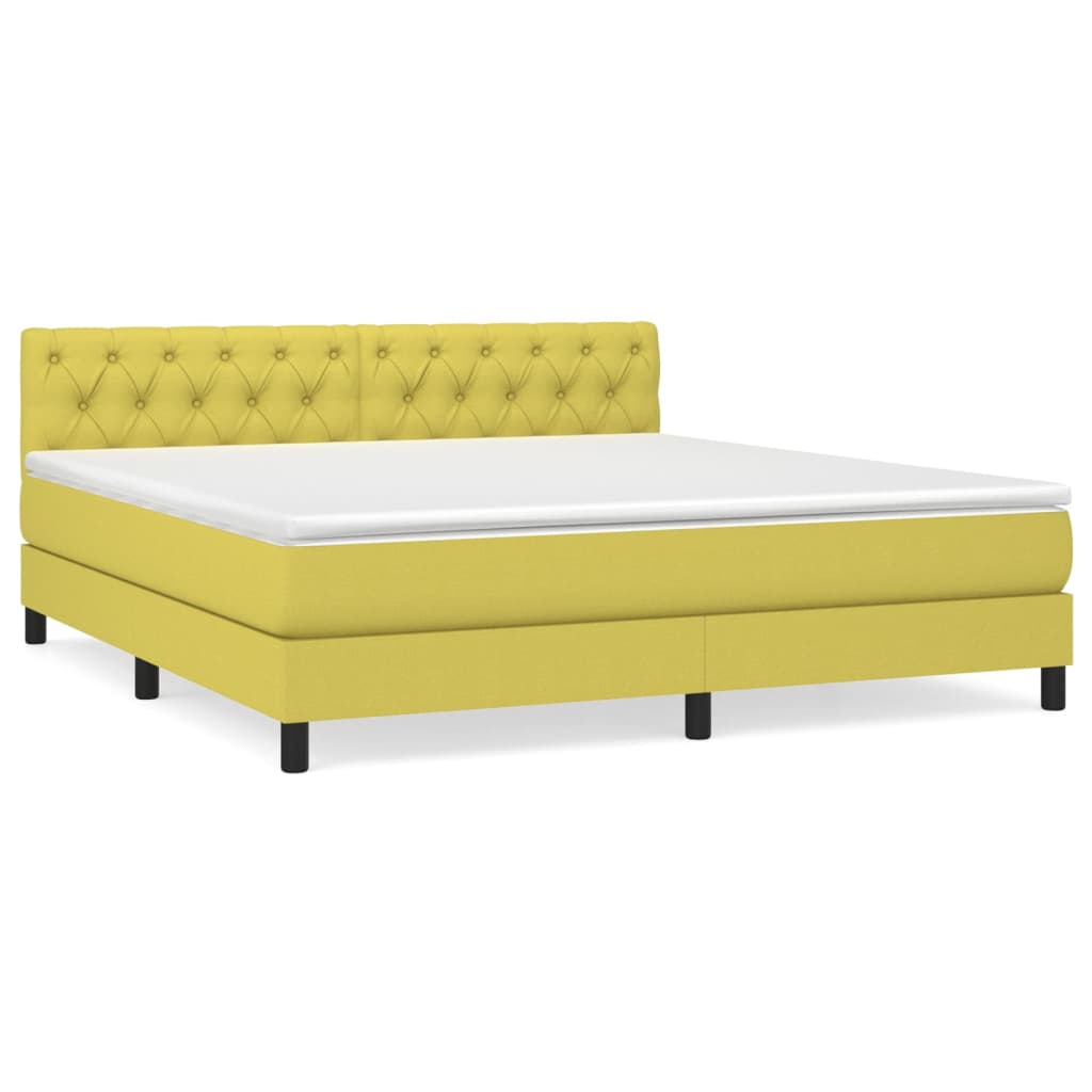 Κρεβάτι Boxspring με Στρώμα Πράσινο 160x200 εκ.Υφασμάτινο - Pakobazaar