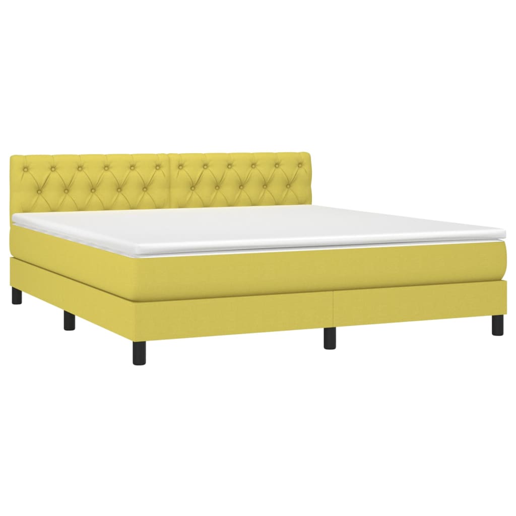 Κρεβάτι Boxspring με Στρώμα Πράσινο 160x200 εκ.Υφασμάτινο - Pakobazaar