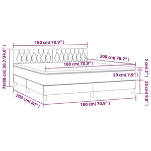 Κρεβάτι Boxspring με Στρώμα Ανοιχτό Γκρι 180x200 εκ. Υφασμάτινο