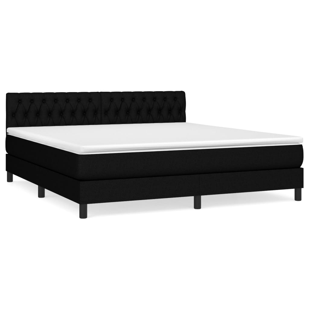 Κρεβάτι Boxspring με Στρώμα Μαύρο 180x200 εκ. Υφασμάτινο