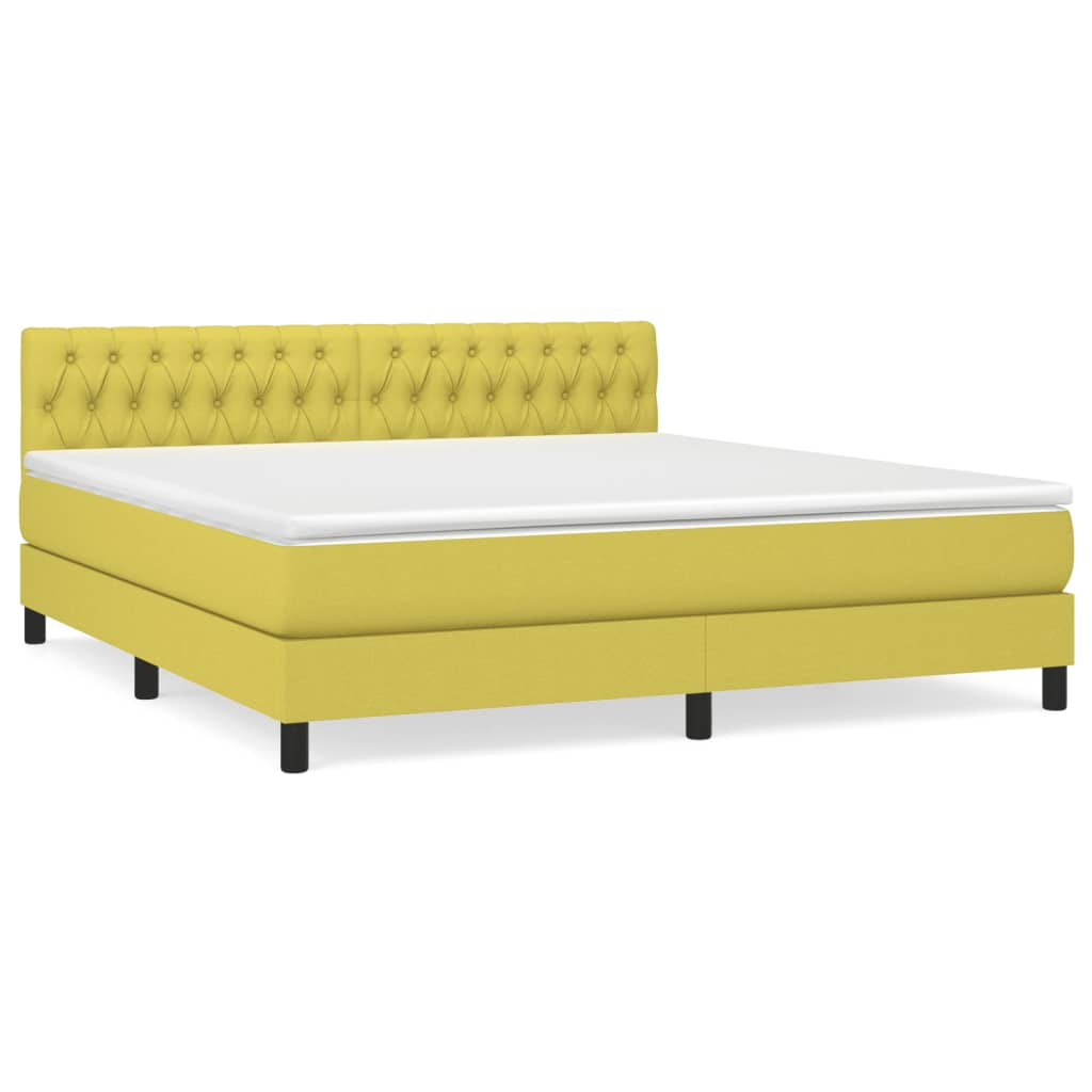 Κρεβάτι Boxspring με Στρώμα Πράσινο 180x200 εκ.Υφασμάτινο