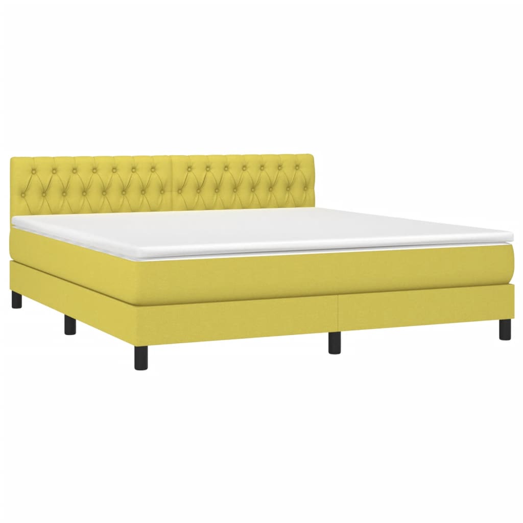 Κρεβάτι Boxspring με Στρώμα Πράσινο 180x200 εκ.Υφασμάτινο