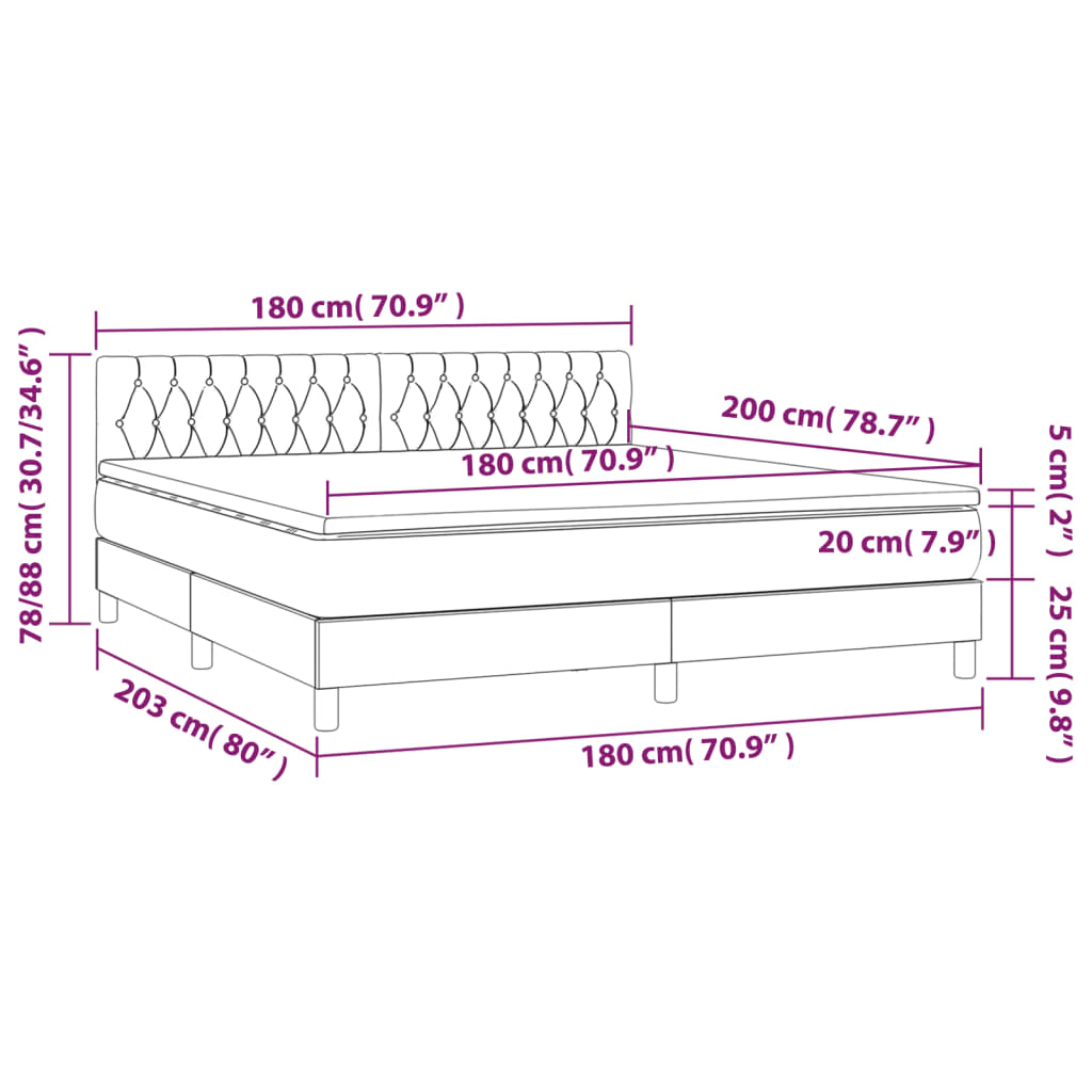 Κρεβάτι Boxspring με Στρώμα Πράσινο 180x200 εκ.Υφασμάτινο