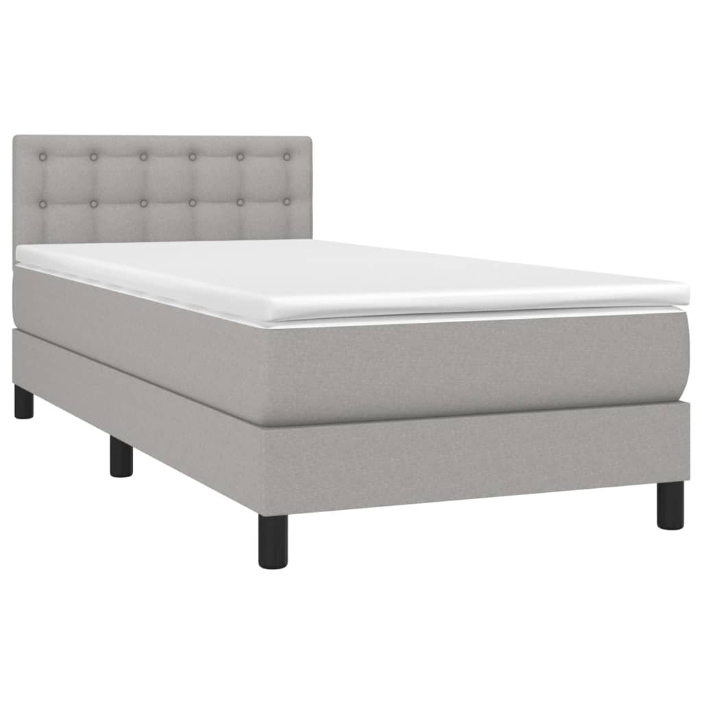 Κρεβάτι Boxspring με Στρώμα Ανοιχτό Γκρι 80x200 εκ. Υφασμάτινο