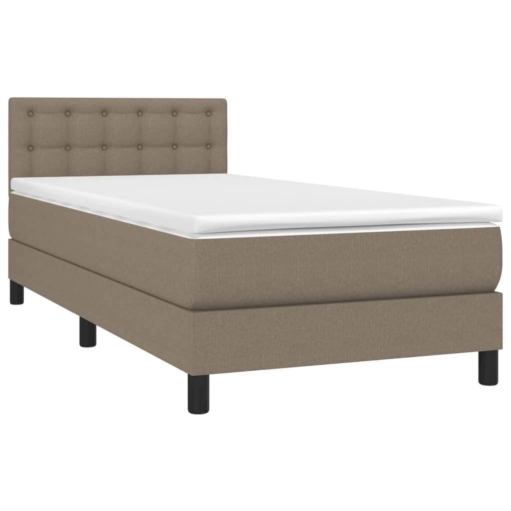 Κρεβάτι Boxspring με Στρώμα Taupe 80x200 εκ. Υφασμάτινο