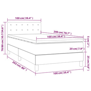 Κρεβάτι Boxspring με Στρώμα Μαύρο 100 x 200 εκ. Υφασμάτινο