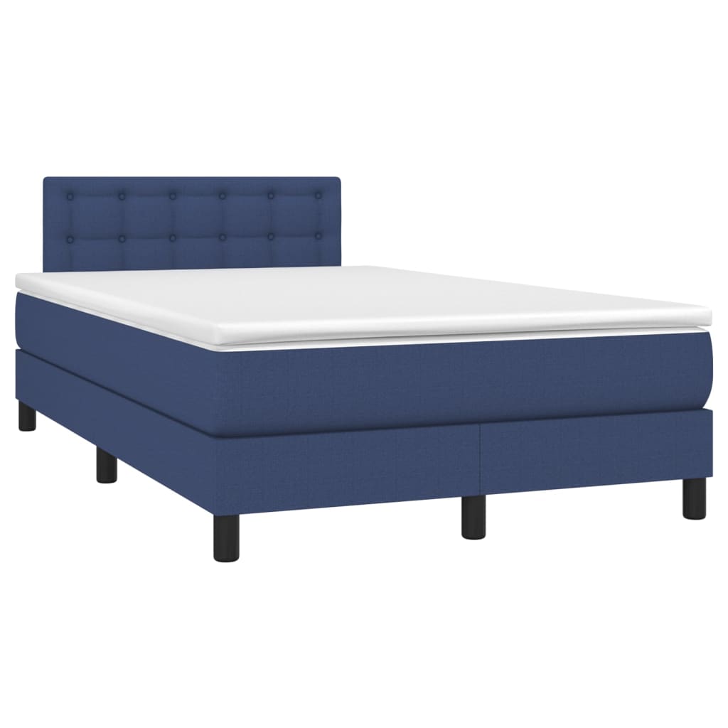 Κρεβάτι Boxspring με Στρώμα Μπλε 120x200 εκ. Υφασμάτινο