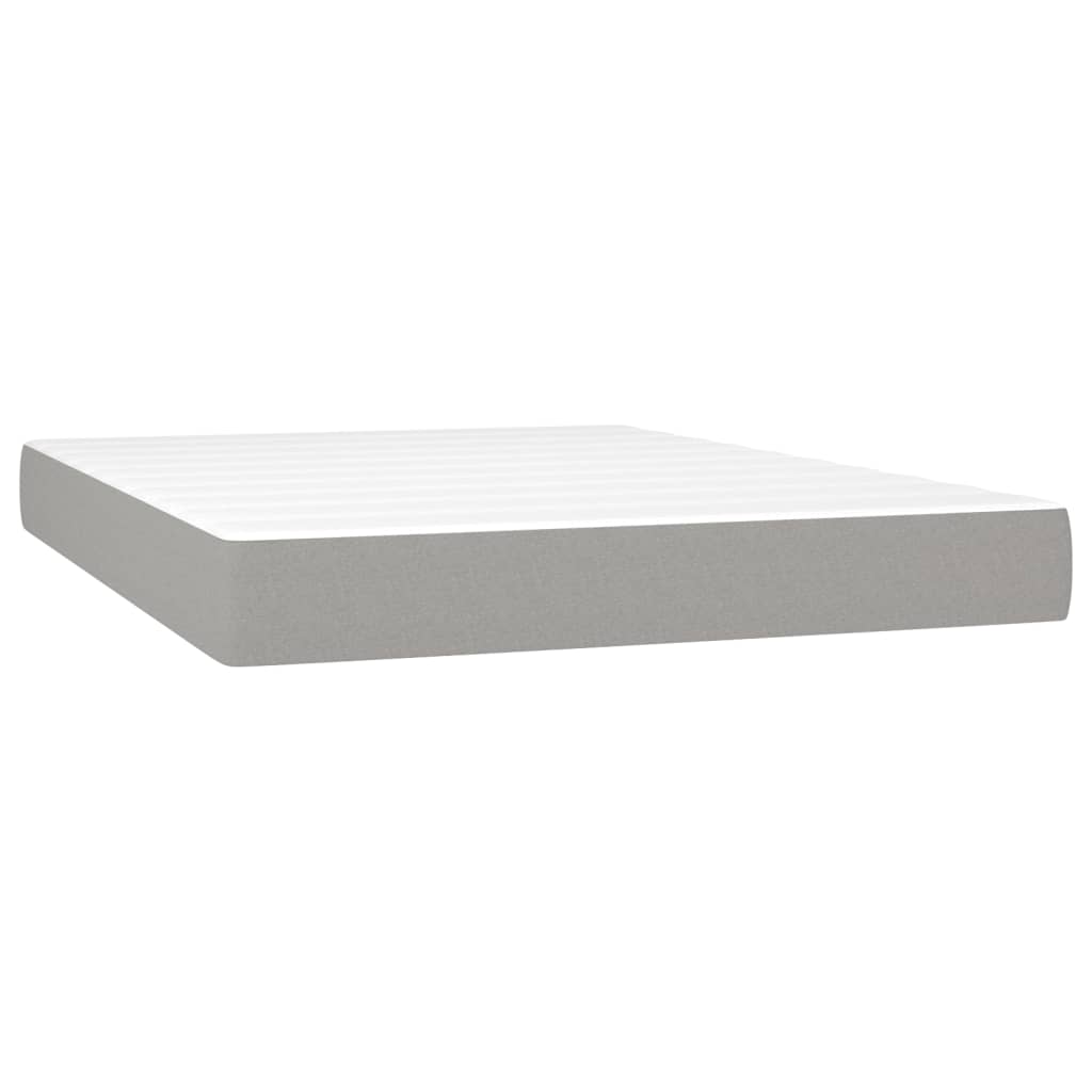 Κρεβάτι Boxspring με Στρώμα Ανοιχτό Γκρι 140x190 εκ. Υφασμάτινο