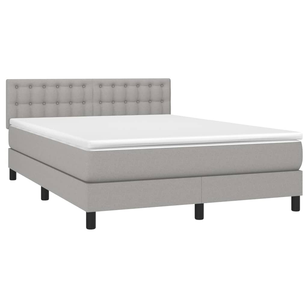 Κρεβάτι Boxspring με Στρώμα Ανοιχτό Γκρι 140x200 εκ. Υφασμάτινο - Pakobazaar