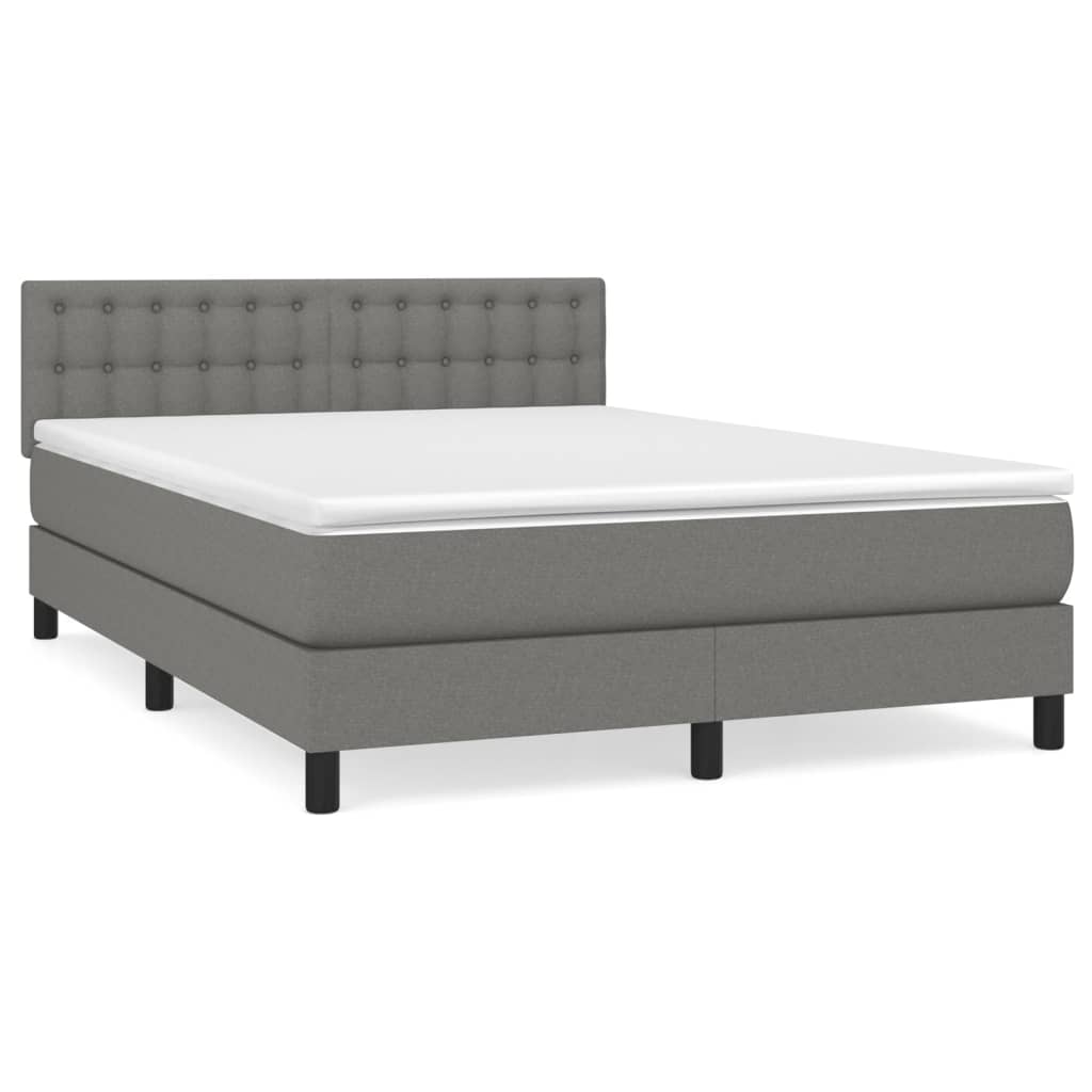 Κρεβάτι Boxspring με Στρώμα Σκούρο Γκρι 140x200 εκ Υφασμάτινο