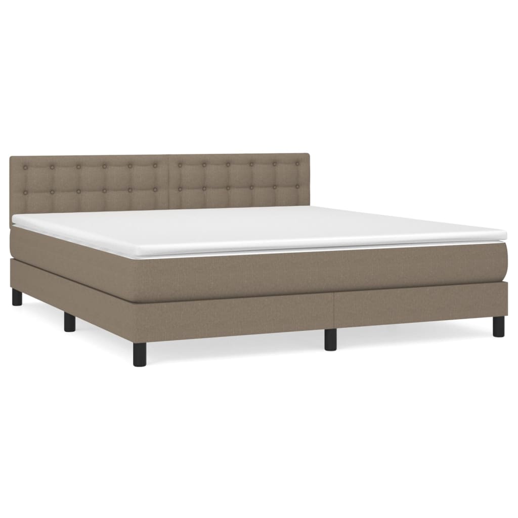 Κρεβάτι Boxspring με Στρώμα Taupe 160x200 εκ. Υφασμάτινο - Pakobazaar