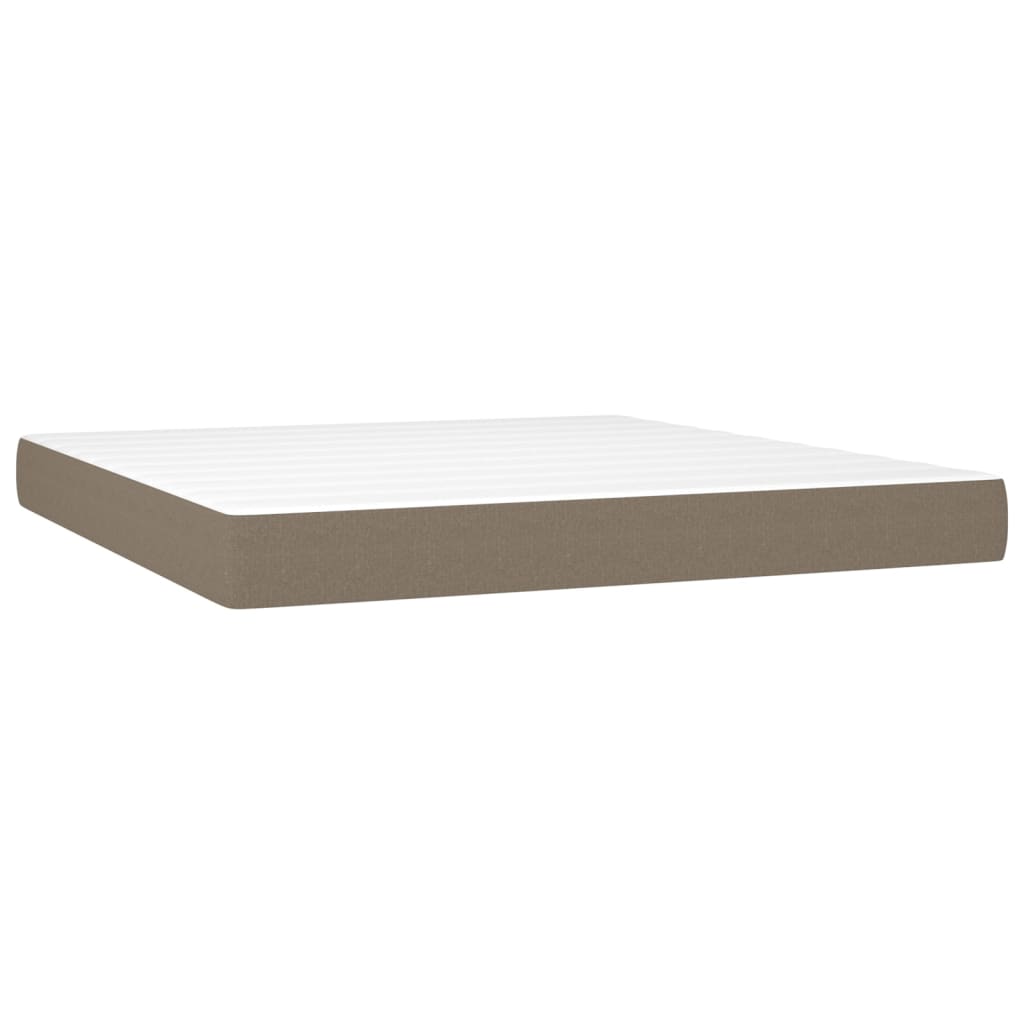Κρεβάτι Boxspring με Στρώμα Taupe 160x200 εκ. Υφασμάτινο - Pakobazaar