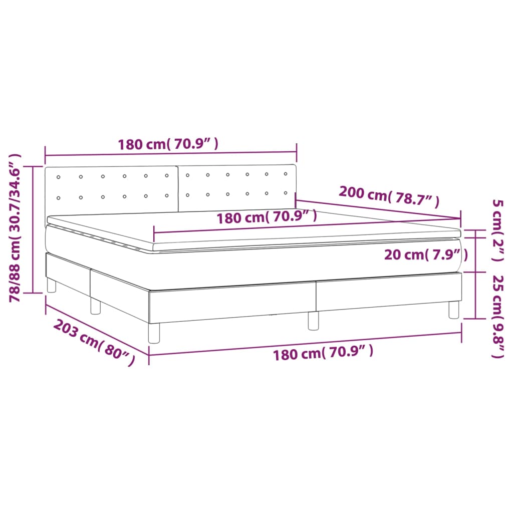 Κρεβάτι Boxspring με Στρώμα Πράσινο 180x200 εκ.Υφασμάτινο