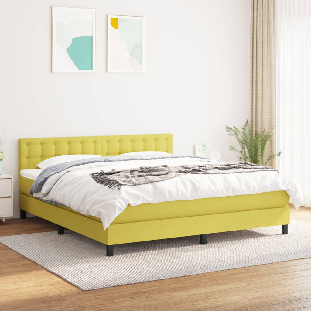 Κρεβάτι Boxspring με Στρώμα Πράσινο 180x200 εκ.Υφασμάτινο