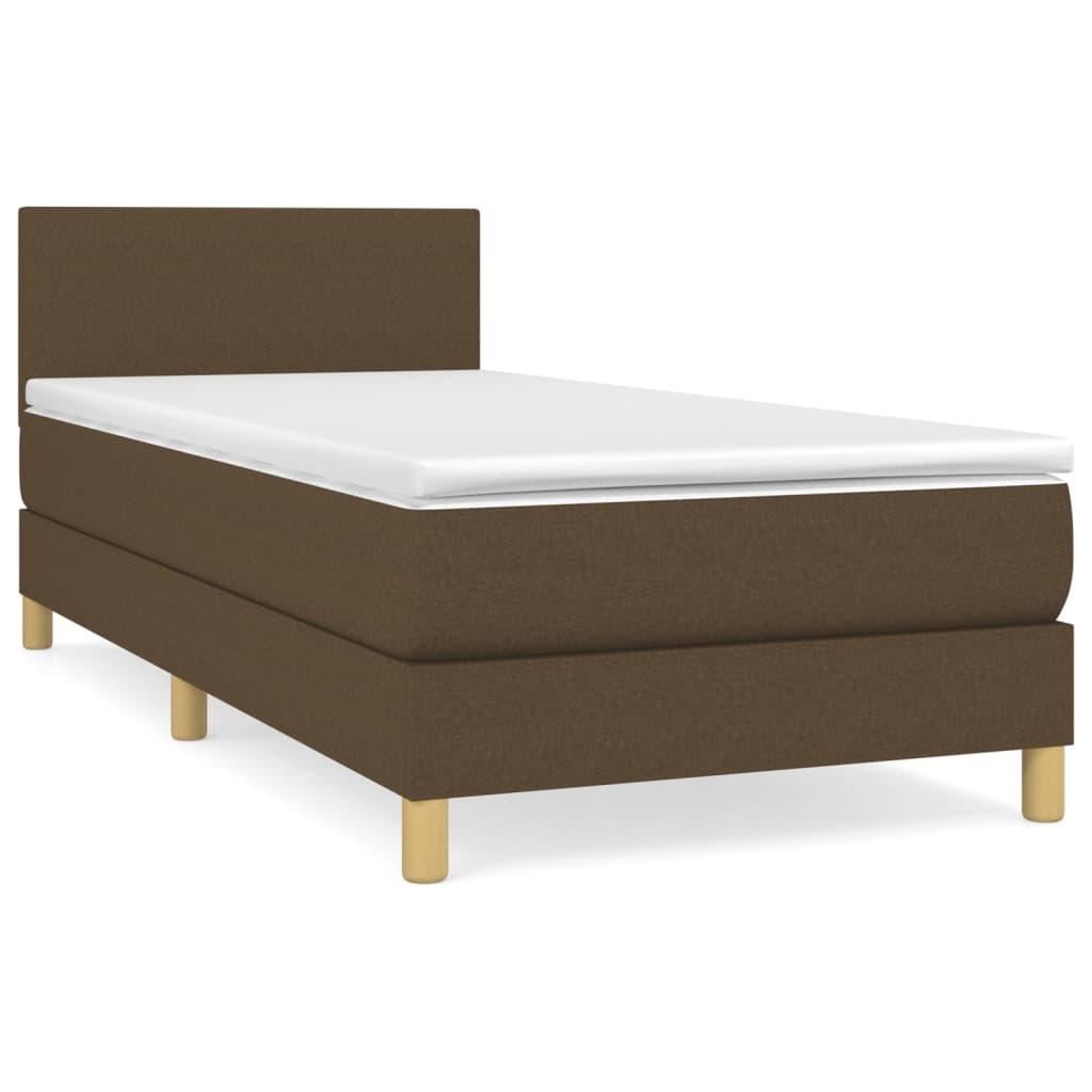 Κρεβάτι Boxspring με Στρώμα Σκούρο Καφέ 80x200 εκ. Υφασμάτινο