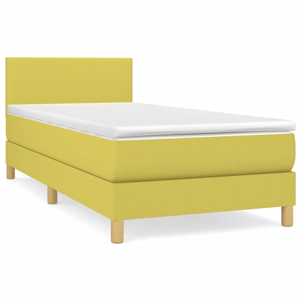Κρεβάτι Boxspring με Στρώμα Πράσινο 90x190 εκ.Υφασμάτινο