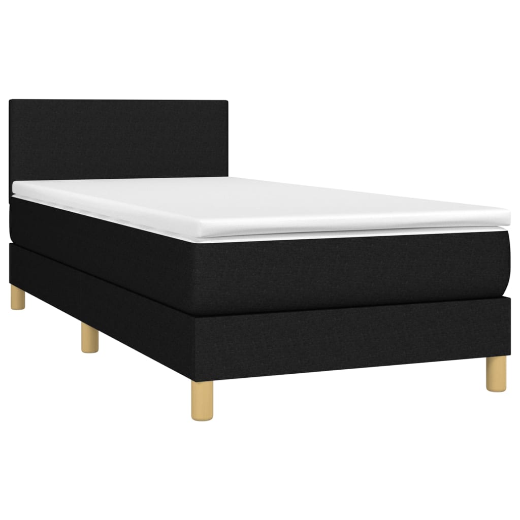 Κρεβάτι Boxspring με Στρώμα Μαύρο 90x200 εκ. Υφασμάτινο