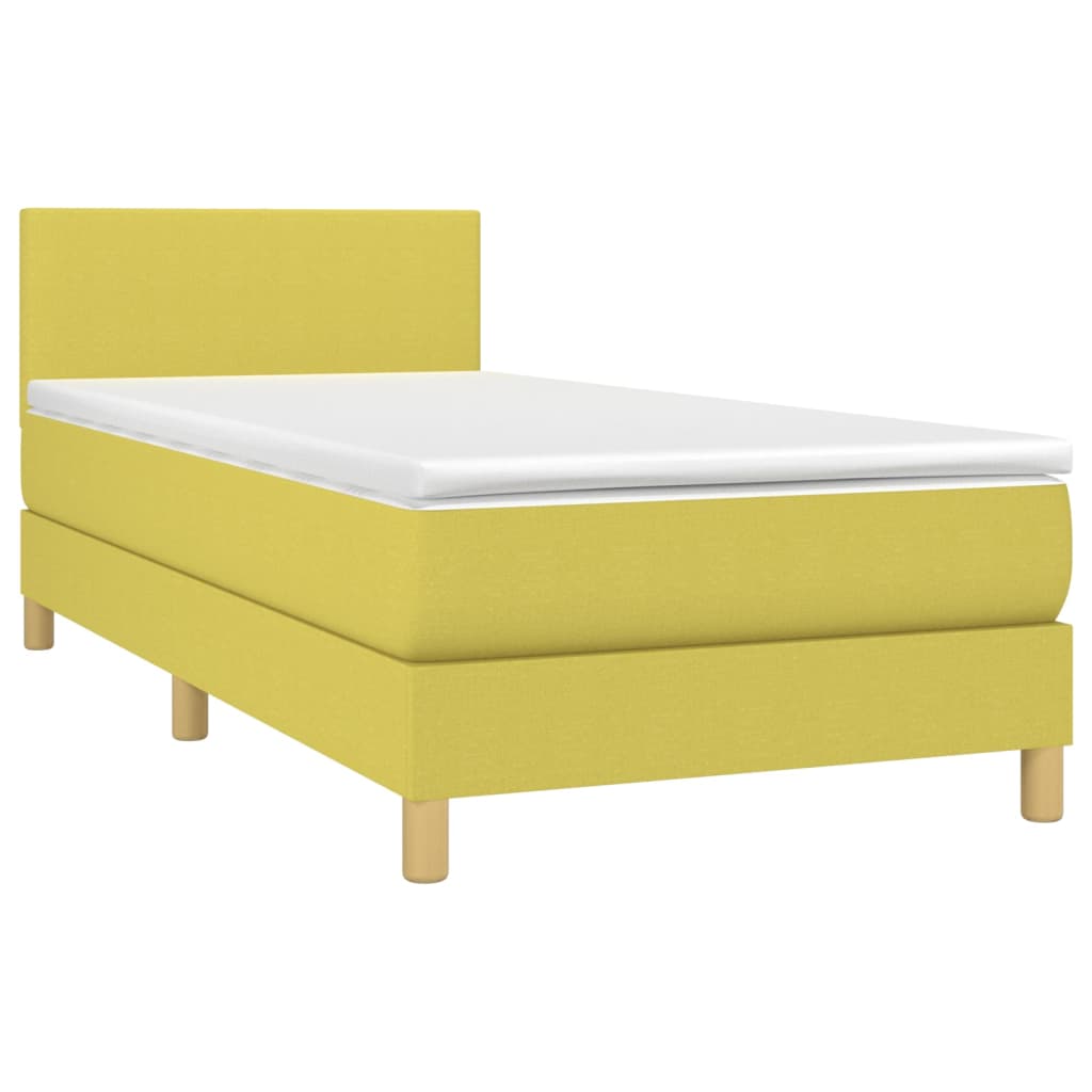 Κρεβάτι Boxspring με Στρώμα Πράσινο 100 x 200 εκ. Υφασμάτινο