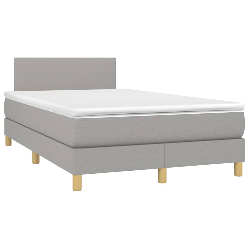 Κρεβάτι Boxspring με Στρώμα Ανοιχτό Γκρι 120x200 εκ. Υφασμάτινο
