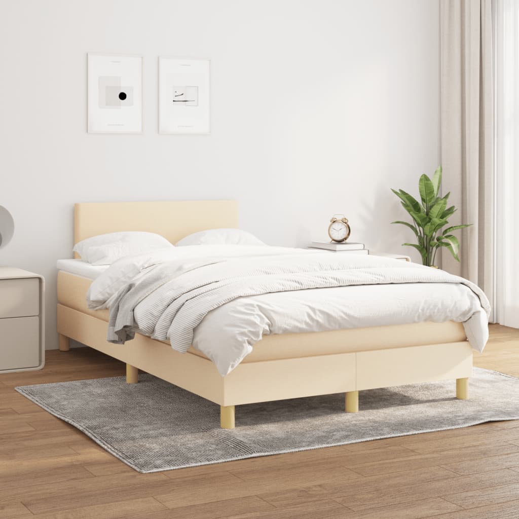 Κρεβάτι Boxspring με Στρώμα Κρεμ 120x200 εκ. Υφασμάτινο