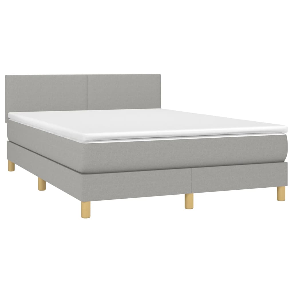Κρεβάτι Boxspring με Στρώμα Ανοιχτό Γκρι 140x190 εκ. Υφασμάτινο