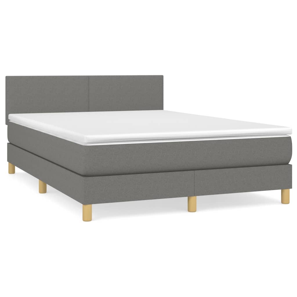 Κρεβάτι Boxspring με Στρώμα Σκούρο Γκρι 140x190 εκ. Υφασμάτινο