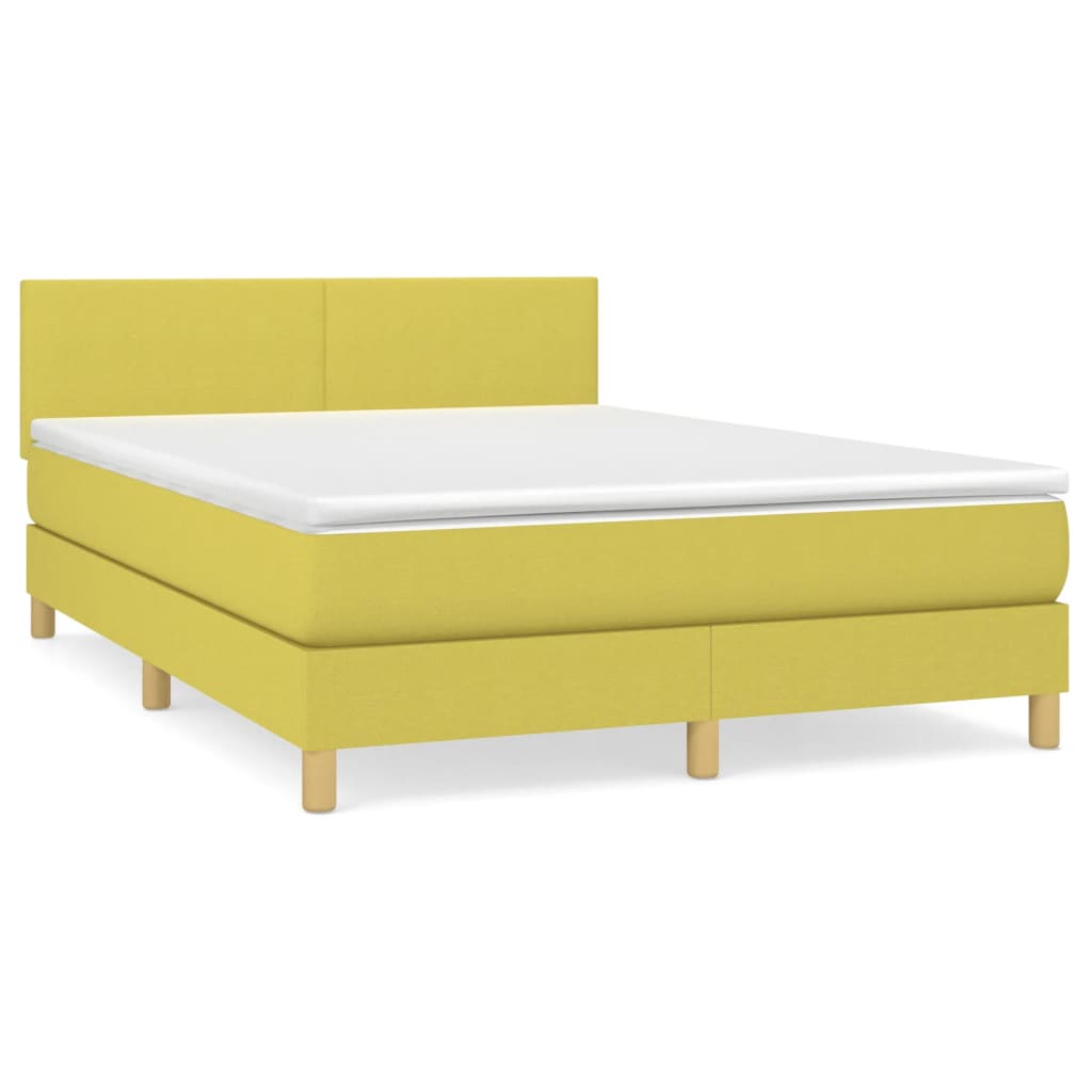 Κρεβάτι Boxspring με Στρώμα Πράσινο 140x190 εκ. Υφασμάτινο