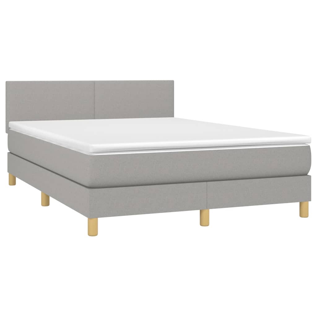 Κρεβάτι Boxspring με Στρώμα Ανοιχτό Γκρι 140x200 εκ. Υφασμάτινο - Pakobazaar