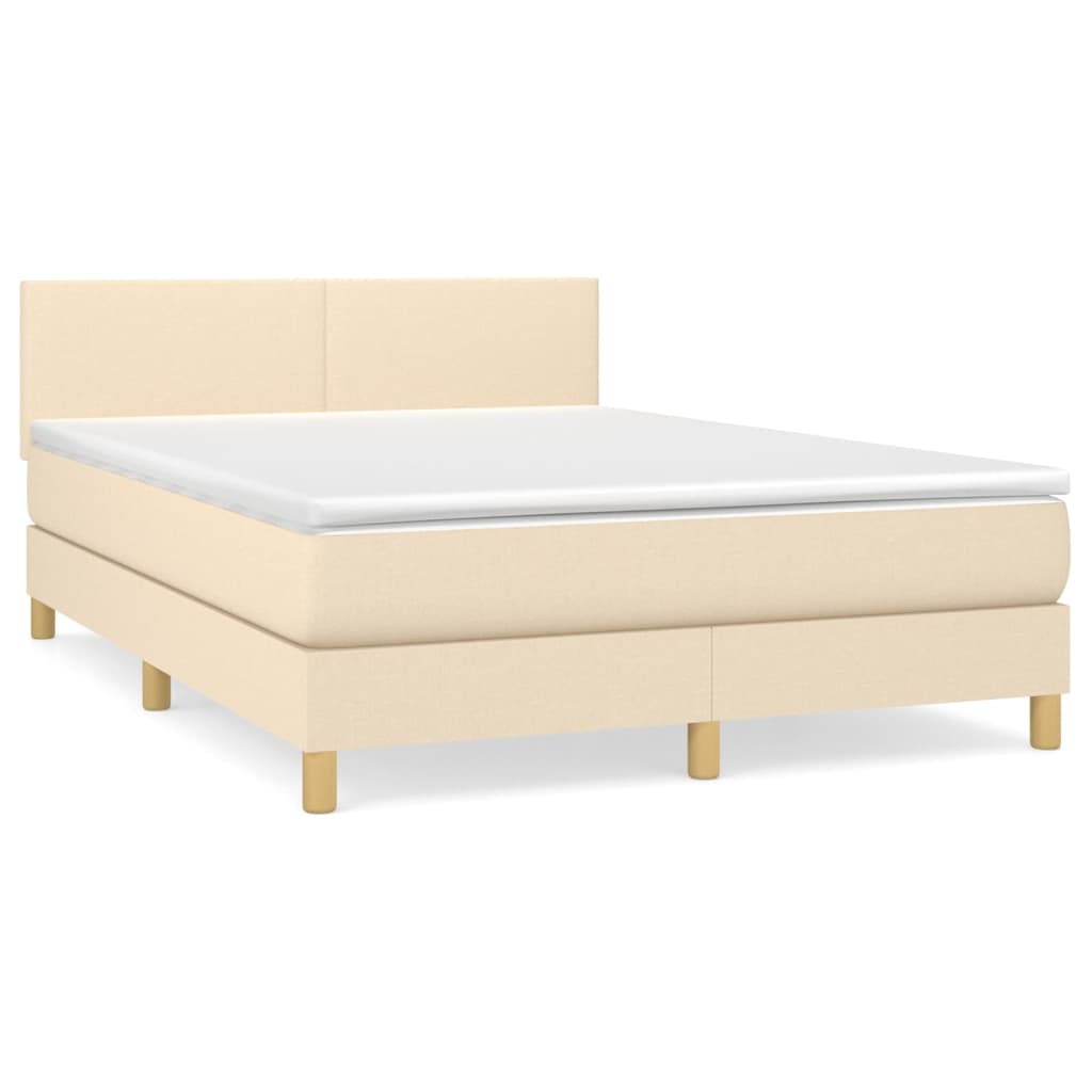 Κρεβάτι Boxspring με Στρώμα Κρεμ 140x200 εκ. Υφασμάτινο