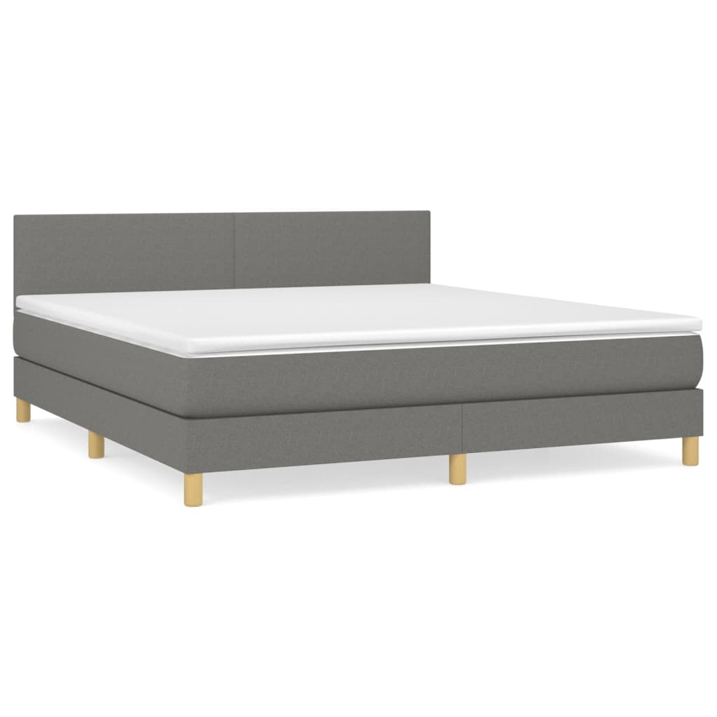 Κρεβάτι Boxspring με Στρώμα Σκούρο Γκρι 160x200 εκ Υφασμάτινο - Pakobazaar