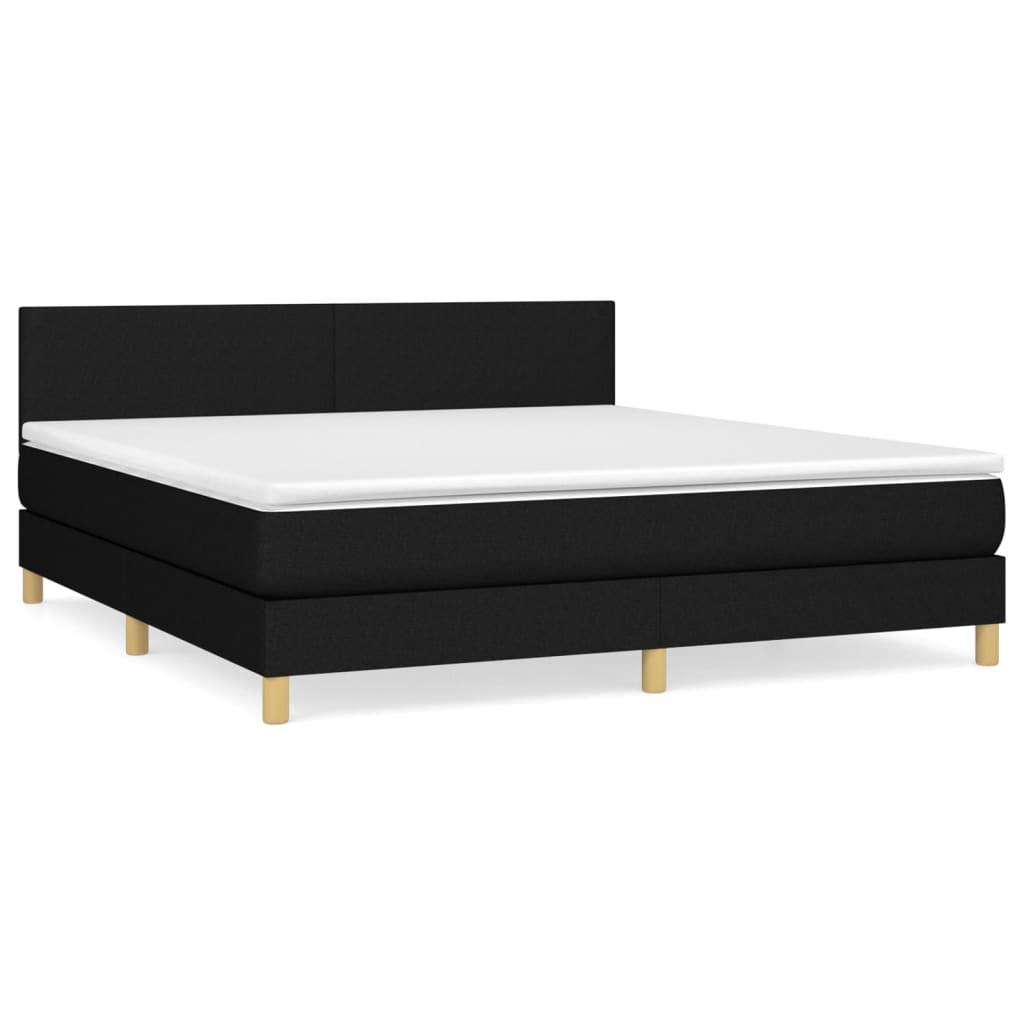 Κρεβάτι Boxspring με Στρώμα Μαύρο 160x200 εκ. Υφασμάτινο - Pakobazaar