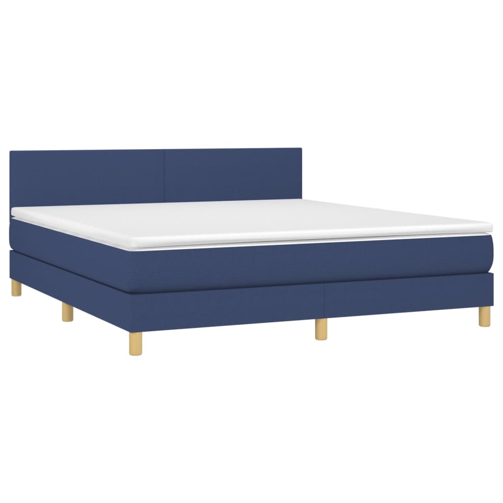 Κρεβάτι Boxspring με Στρώμα Μπλε 160x200 εκ. Υφασμάτινο