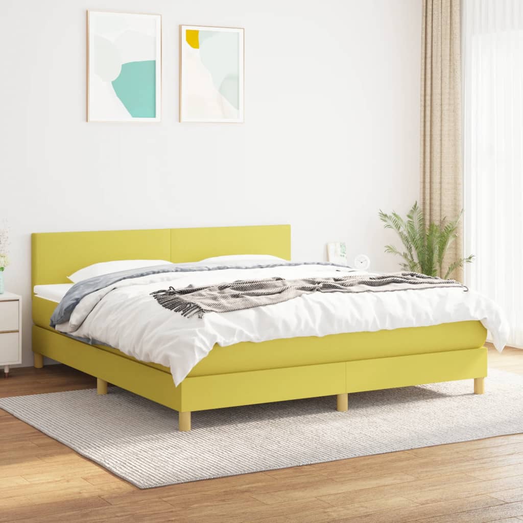 Κρεβάτι Boxspring με Στρώμα Πράσινο 160x200 εκ.Υφασμάτινο - Pakobazaar